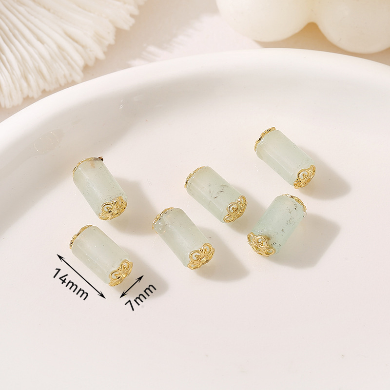 Style 10 Jade straight simple beads 7 * 14mm