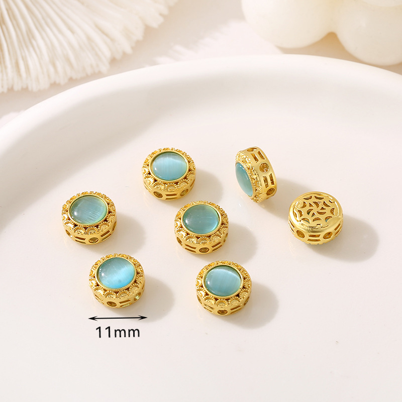Style 16 blue big cat eye beads 11mm