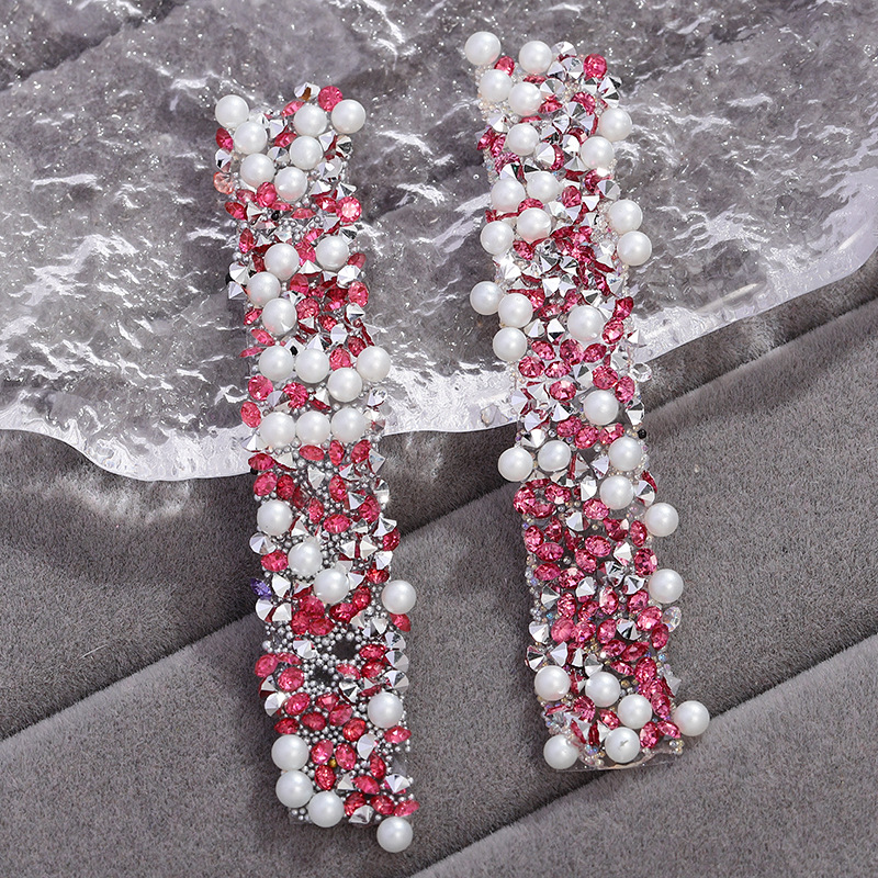 24 solid color dark rose pink diamond [with pearls]]