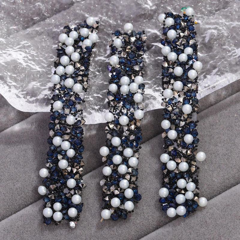 30 solid color ink blue diamond [with pearls]]