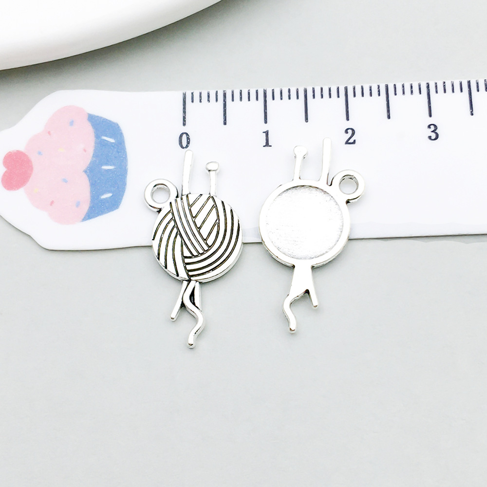 1 ancient silver wool ball 12*24mm