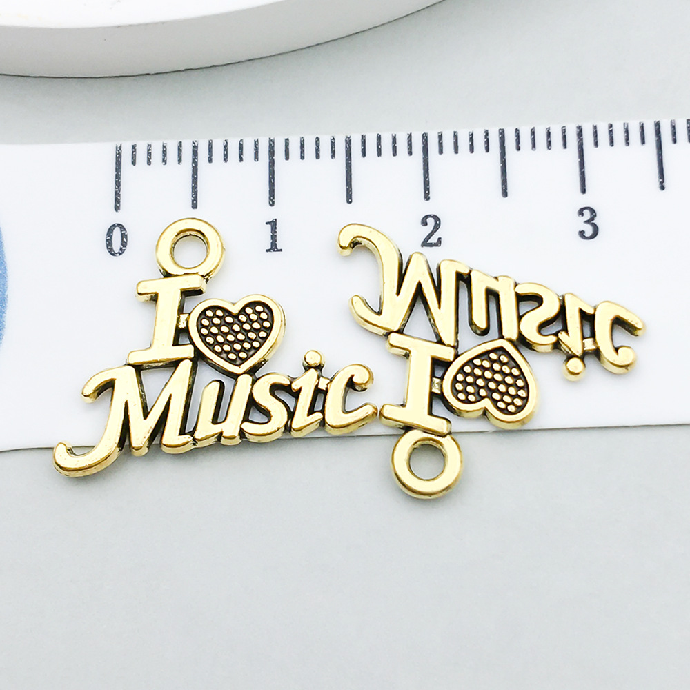 1 ancient gold music heart 15*20mm