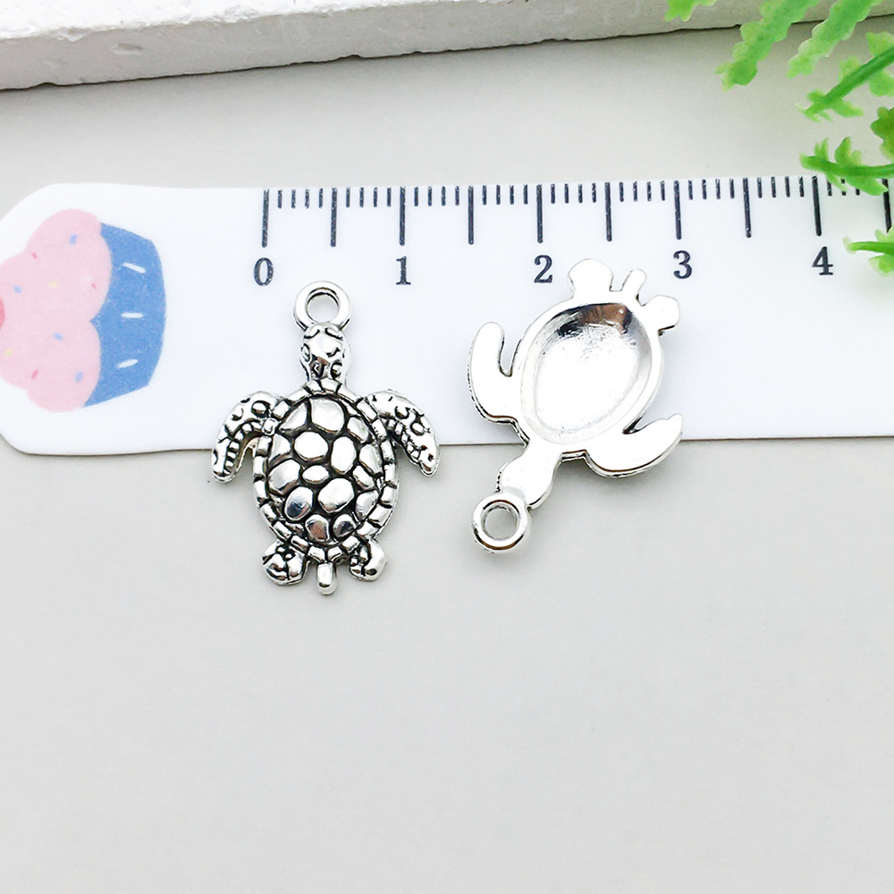 1 ancient silver turtle 15*23mm-1.5g-11264