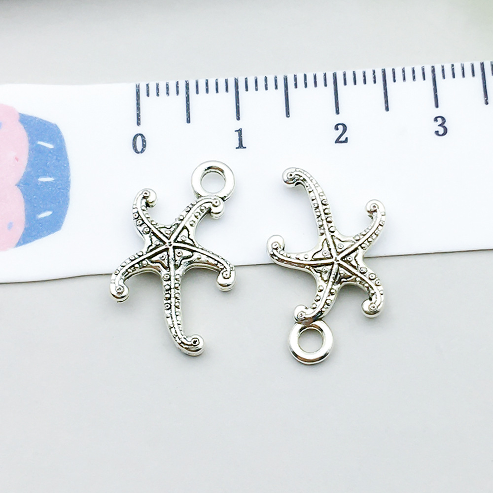 1 ancient silver starfish 12*18mm-1g-16313