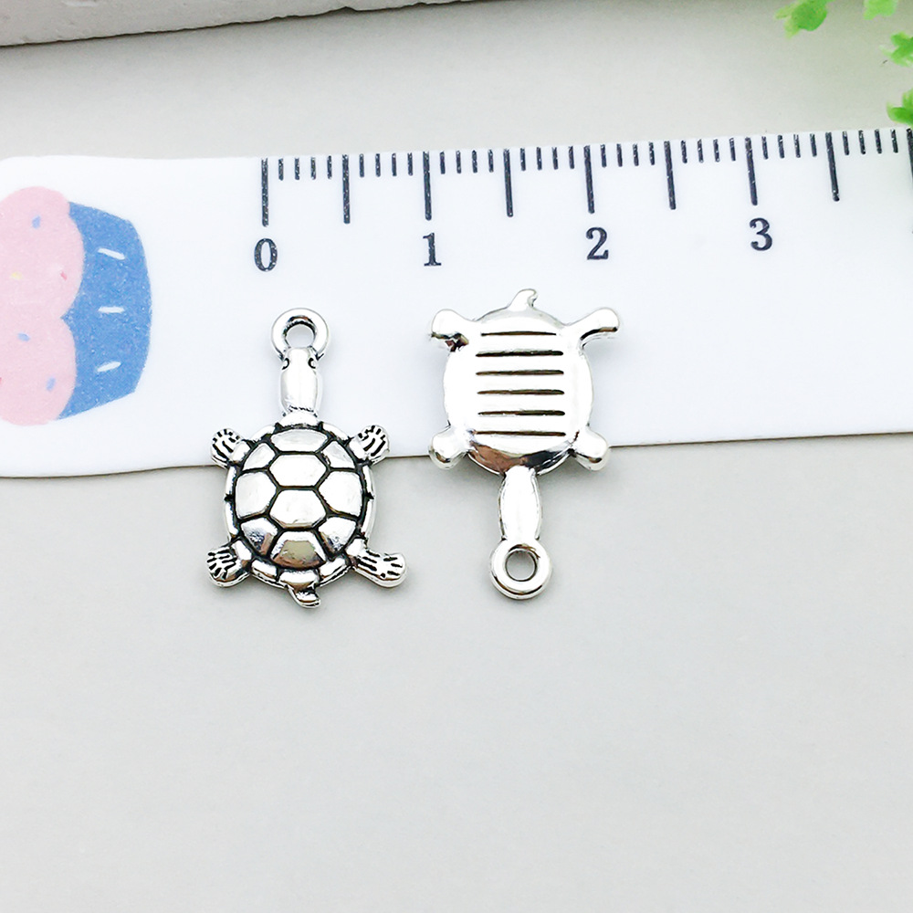 1 ancient silver turtle 12*19mm-1.2g-17313