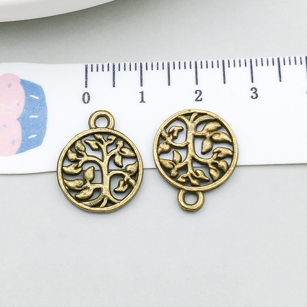 1 ancient green round tree of life 15*18mm