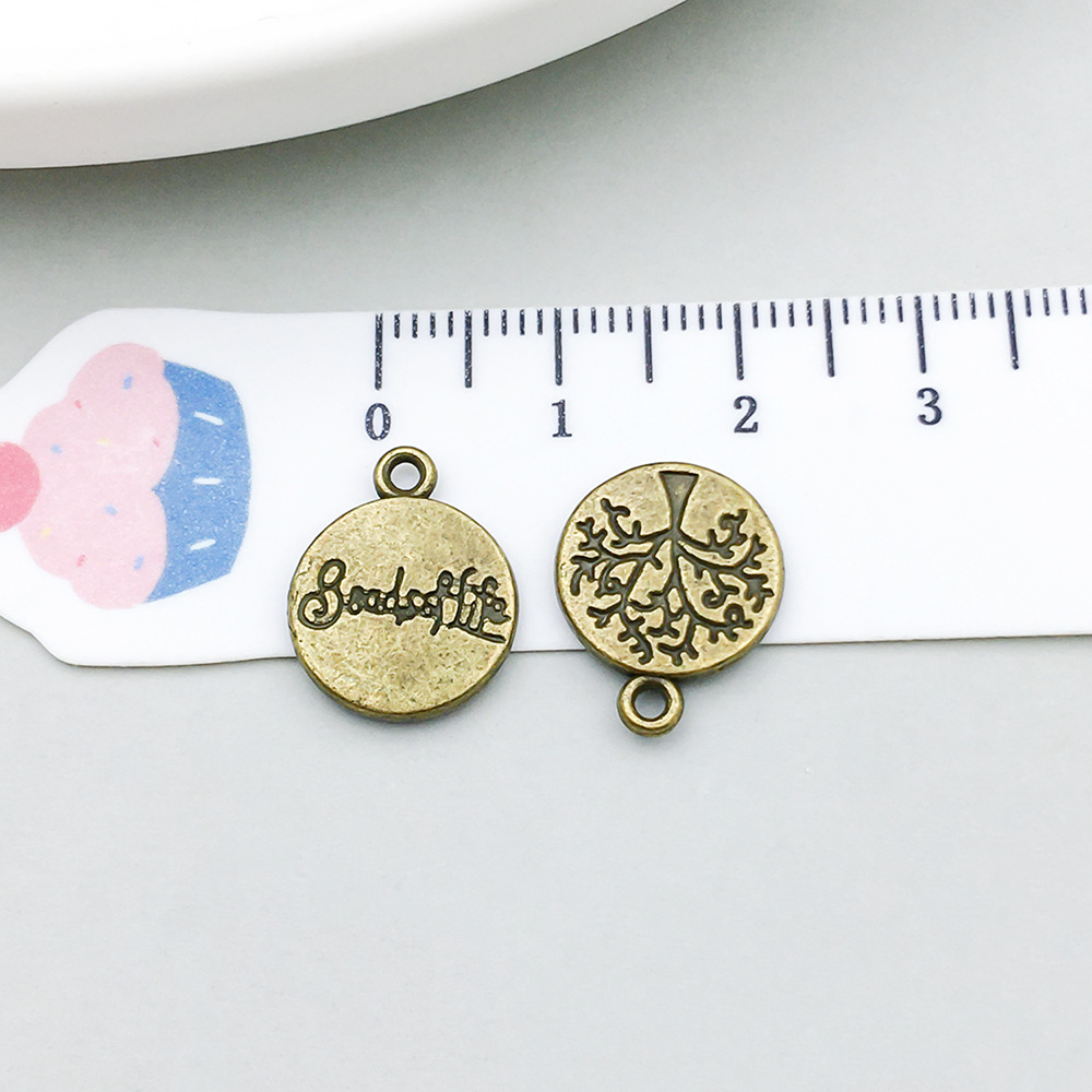 1 ancient green round tree of life 12*15mm-