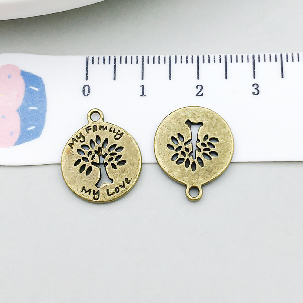 1 ancient green round tree of life 14*17mm-