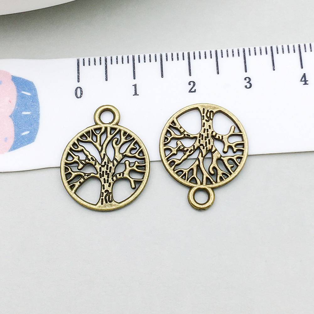 1 ancient green round tree of life 15*19mm-