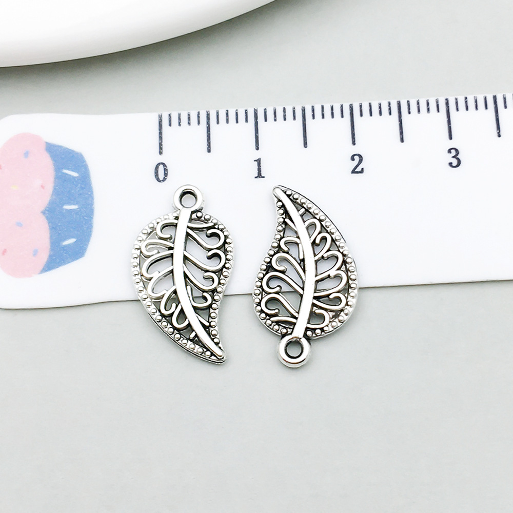 1 ancient silver leaf 9*17mm-