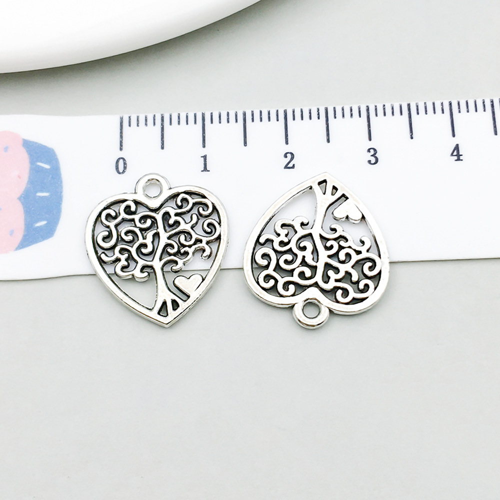 1 ancient silver heart-shaped tree of life 18*19mm-