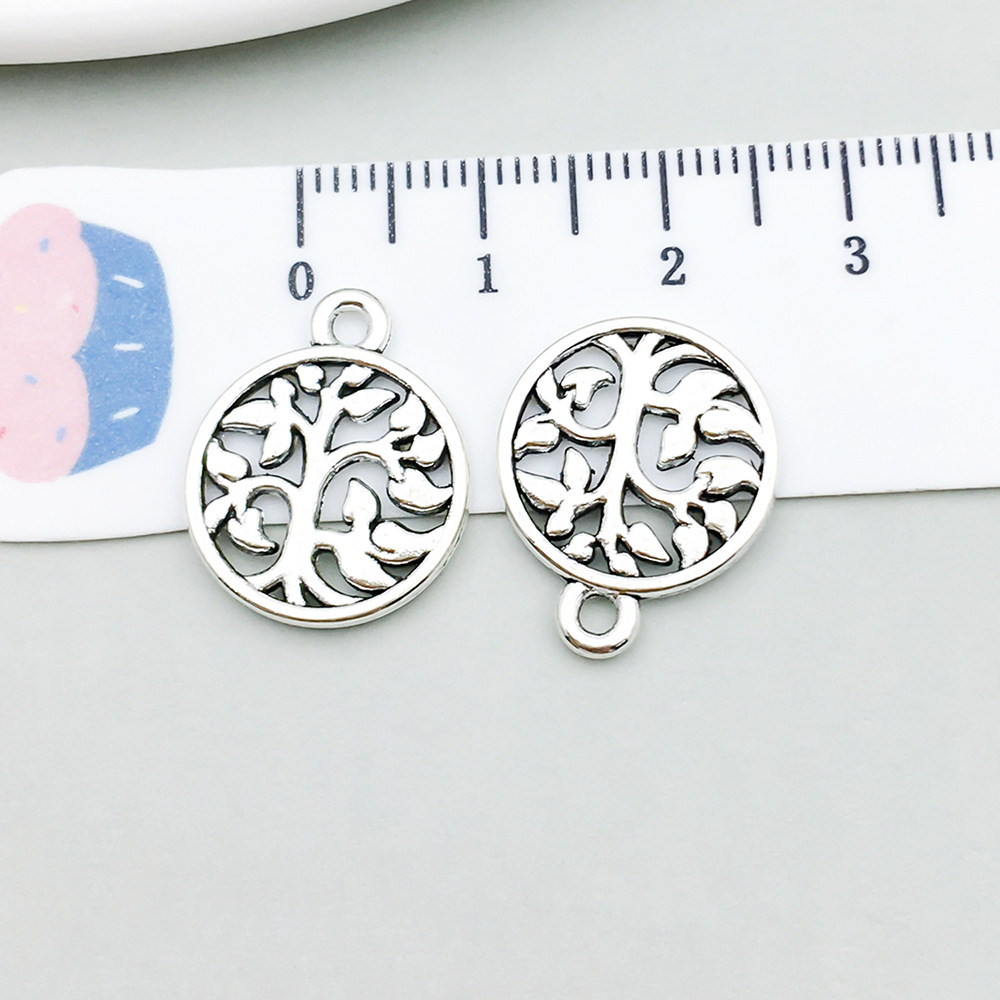 ancient silver round tree of life 15*19mm-