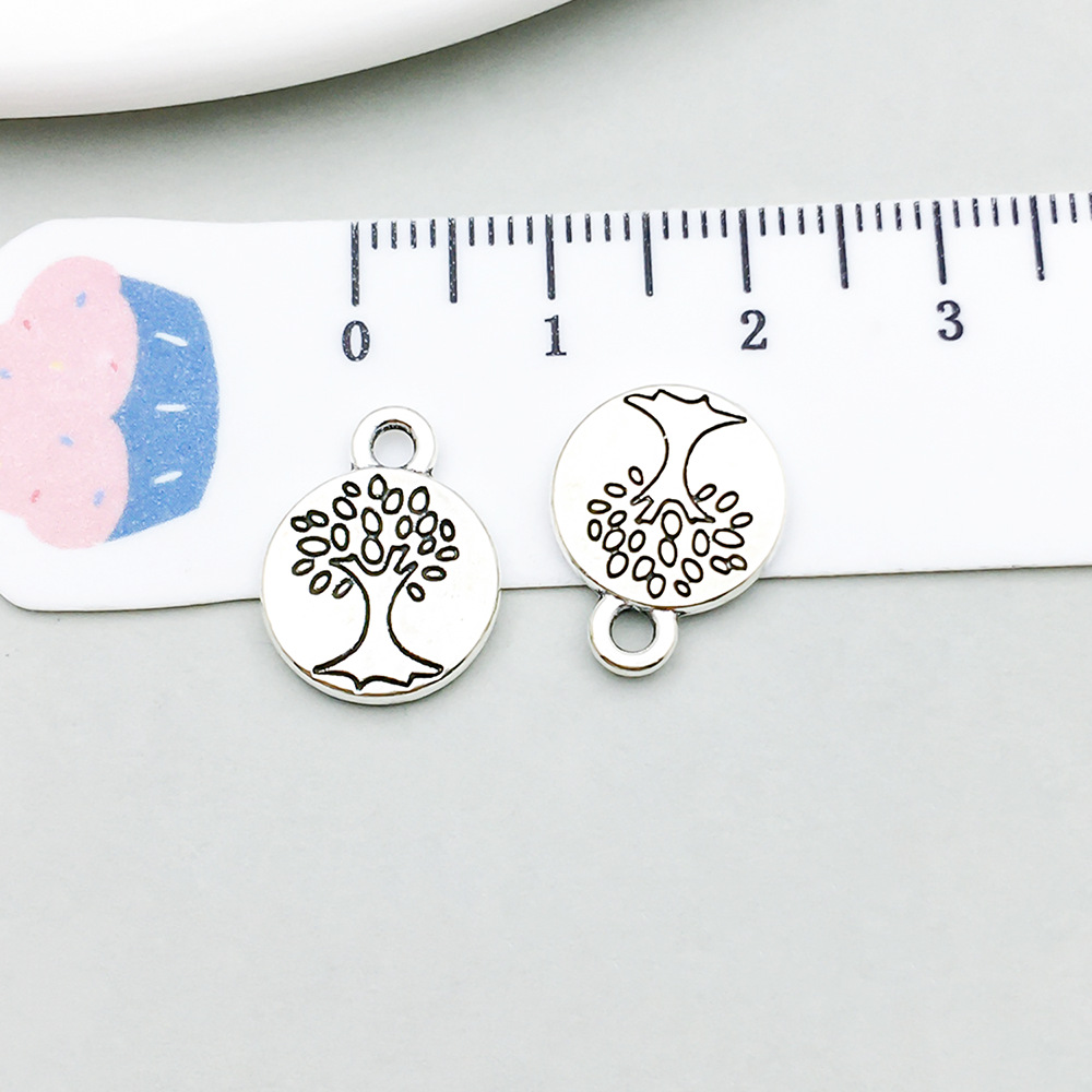 1 ancient silver round tree of life 12*16mm-