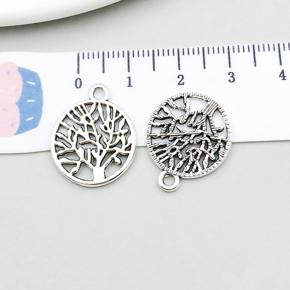 1 ancient silver round tree of life 16*20mm-