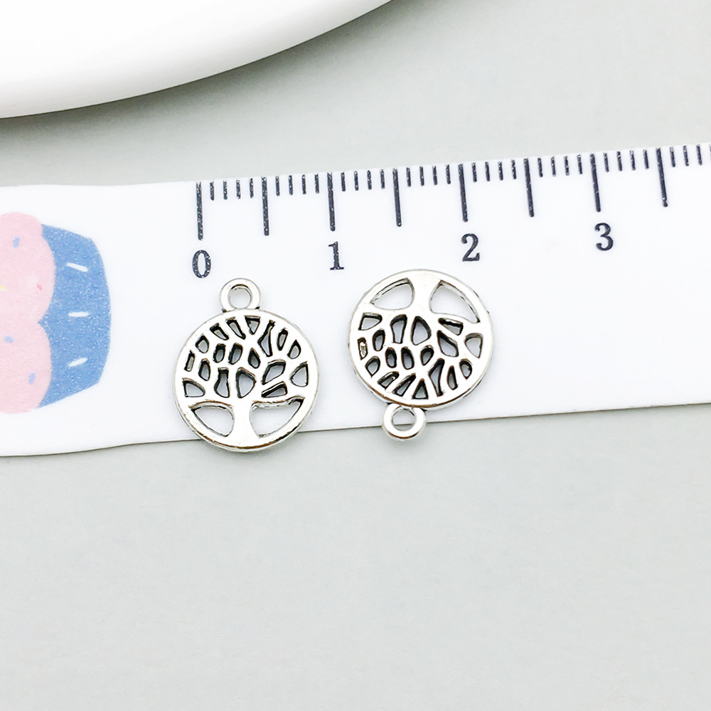 1 ancient silver round tree of life 10*13mm-