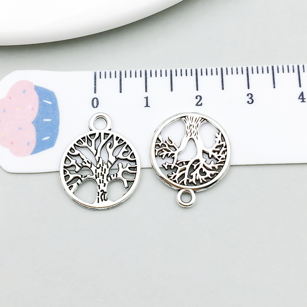 silver round tree of life 15*19mm-