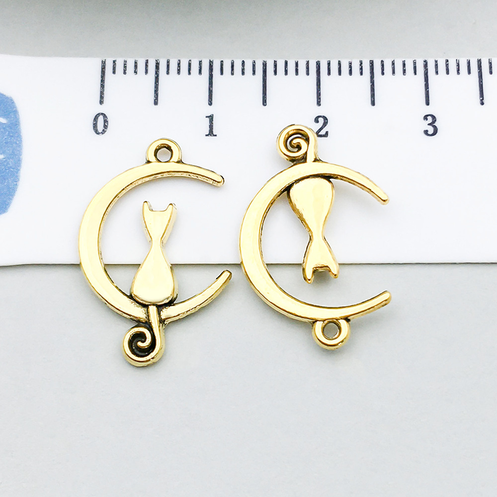 1 ancient gold moon cat 21*13mm-0.8g-20586