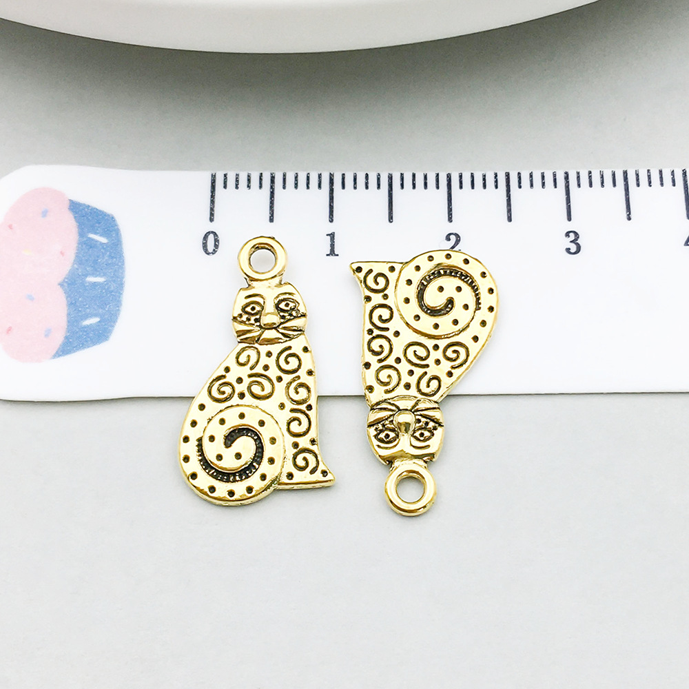 1 ancient gold circle cat 21*12mm-1.3g-20601