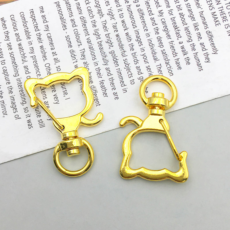 1 Golden Cat Head Keychain Dog Buckle 21*33mm-5.2g-12825