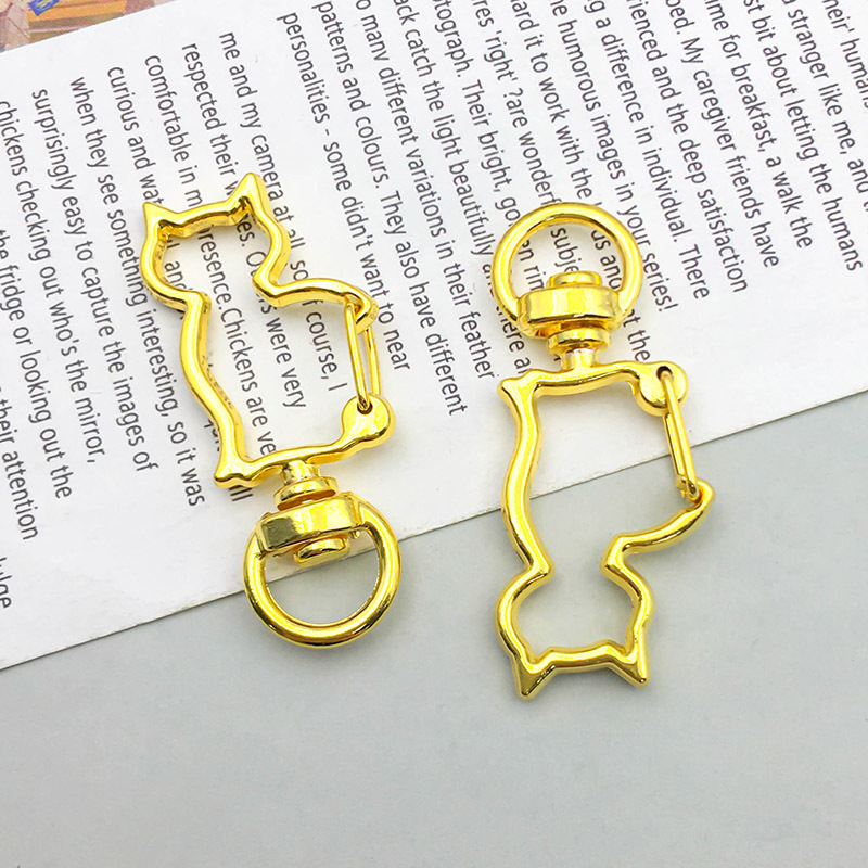 1 gold standing cat keychain dog buckle 17*40mm-3.8g-12840