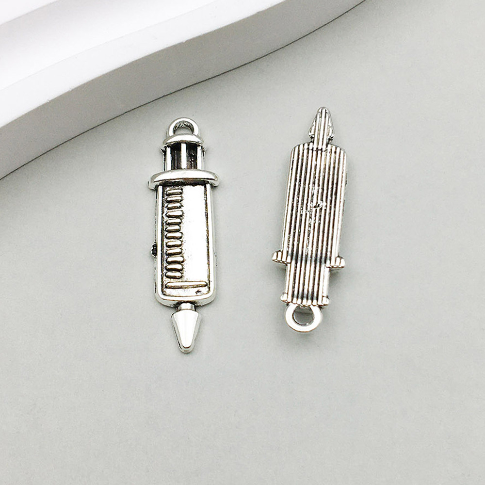 1 ancient silver medical syringe 9*30mm-1.4g-10430