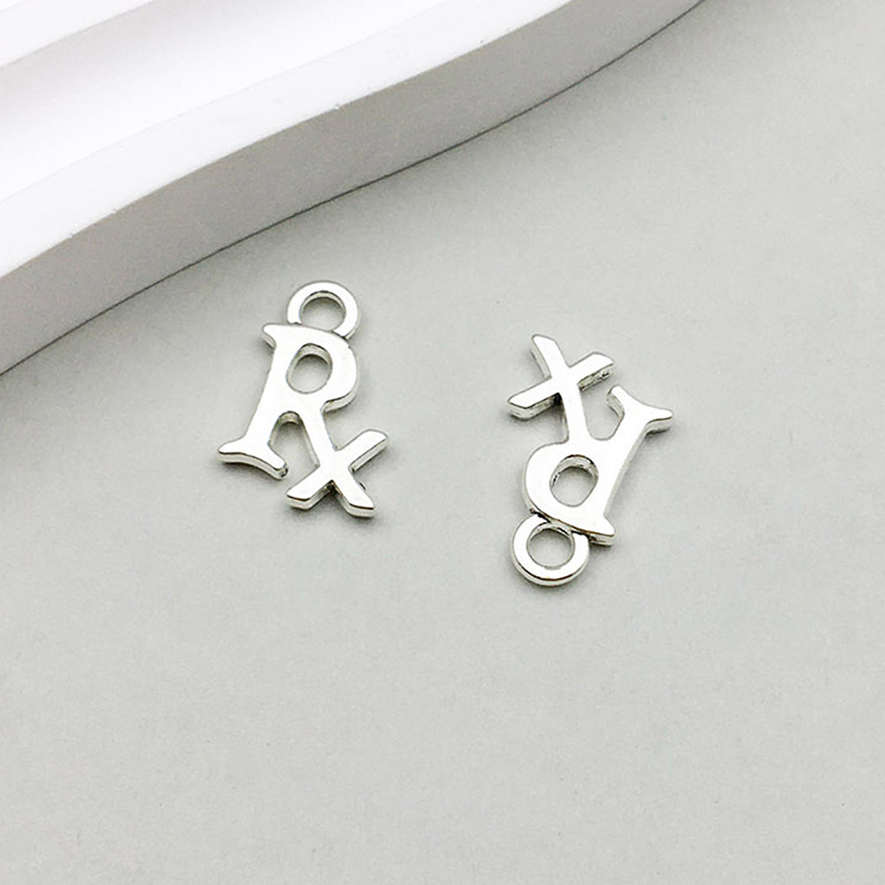 1 ancient silver medical RX letter 11*16mm-0.7g-10434