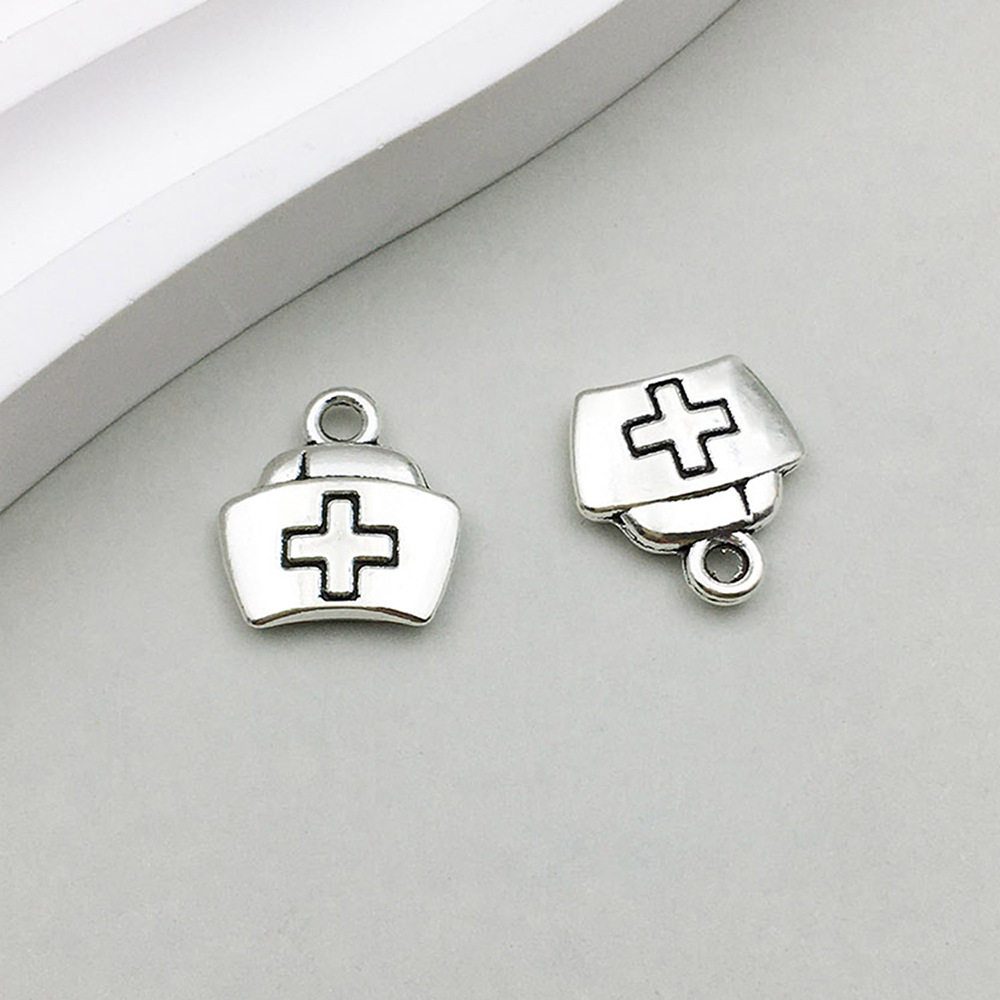 1 ancient silver medical nurse hat 12*16mm-1.3g-10440