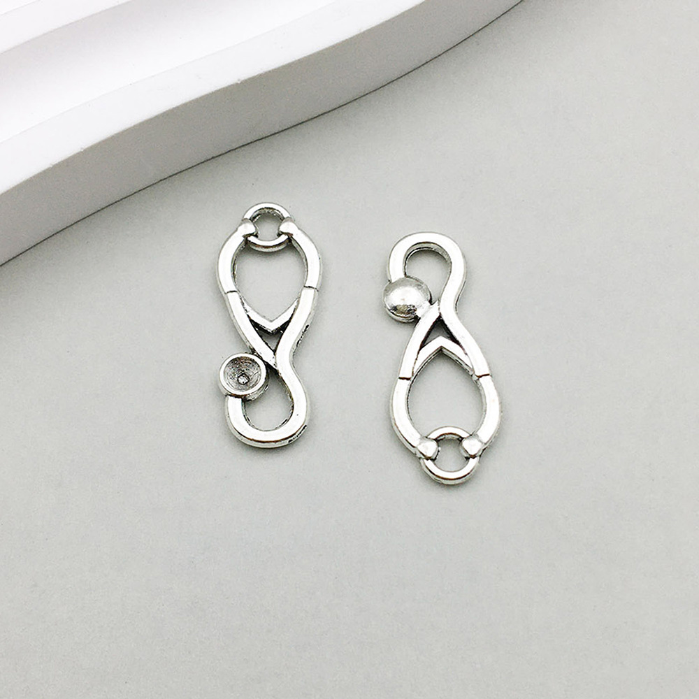 1 ancient silver medical earpiece 10*23mm-0.8g-10441