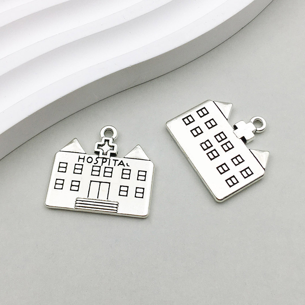 1 ancient silver rectangular hospital 21*23mm-4g-10605