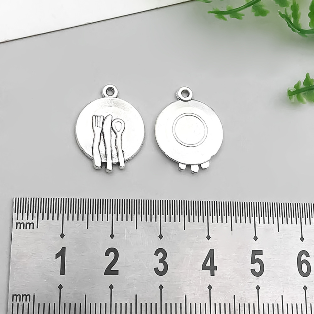 1 ancient silver plate knife fork spoon 14*24mm-1.2g-8840