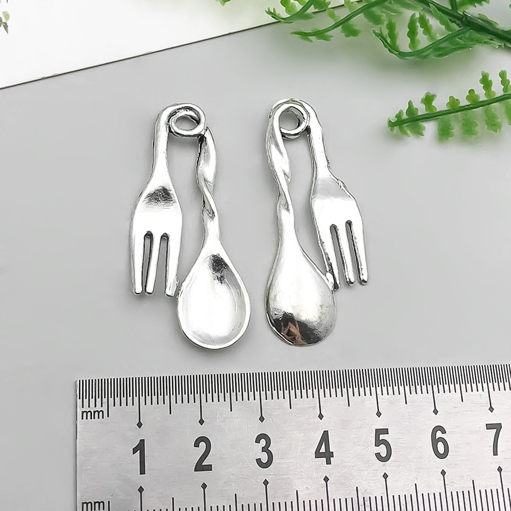1 ancient silver tableware fork spoon 46*19mm-3.5g-18823