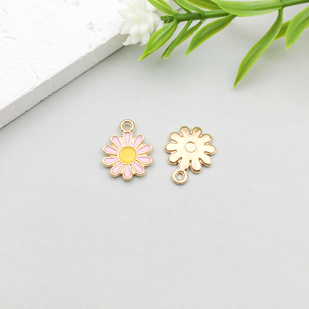 1 pink oil dripping daisy 12*15mm-0.5g-11072