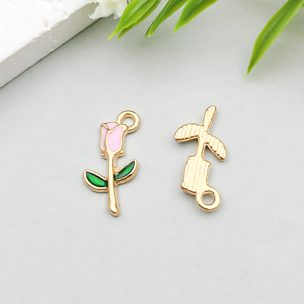 1 pink oil dripping rose 9*18mm-0.5g-12317