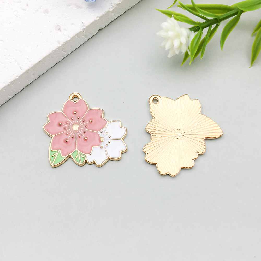 1 pink oil dripping cherry blossom 25*25mm-2.6g-14763