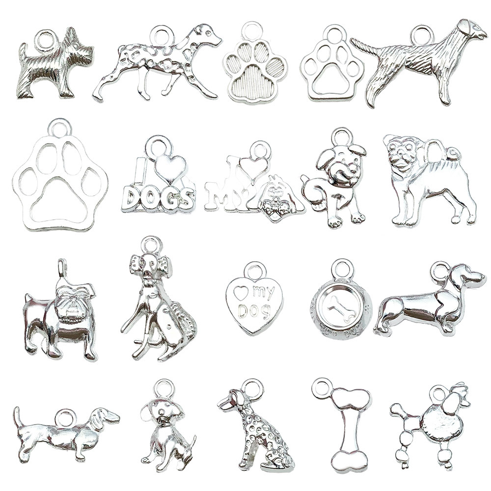Mix 20pcs bright silver dogs series-23.4g-sn861