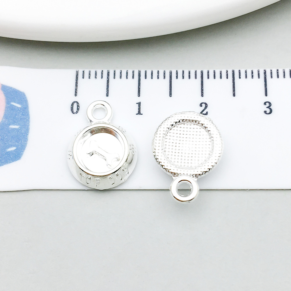 1 bright silver bone dog bowl 14*11mm-1g-20544