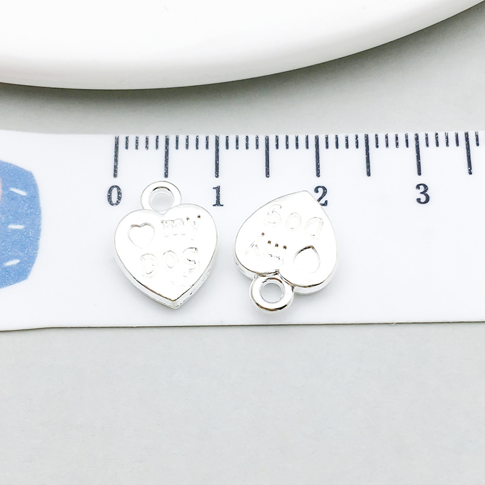 1 bright silver heart-shaped letter 13*10mm-1.3g-20545