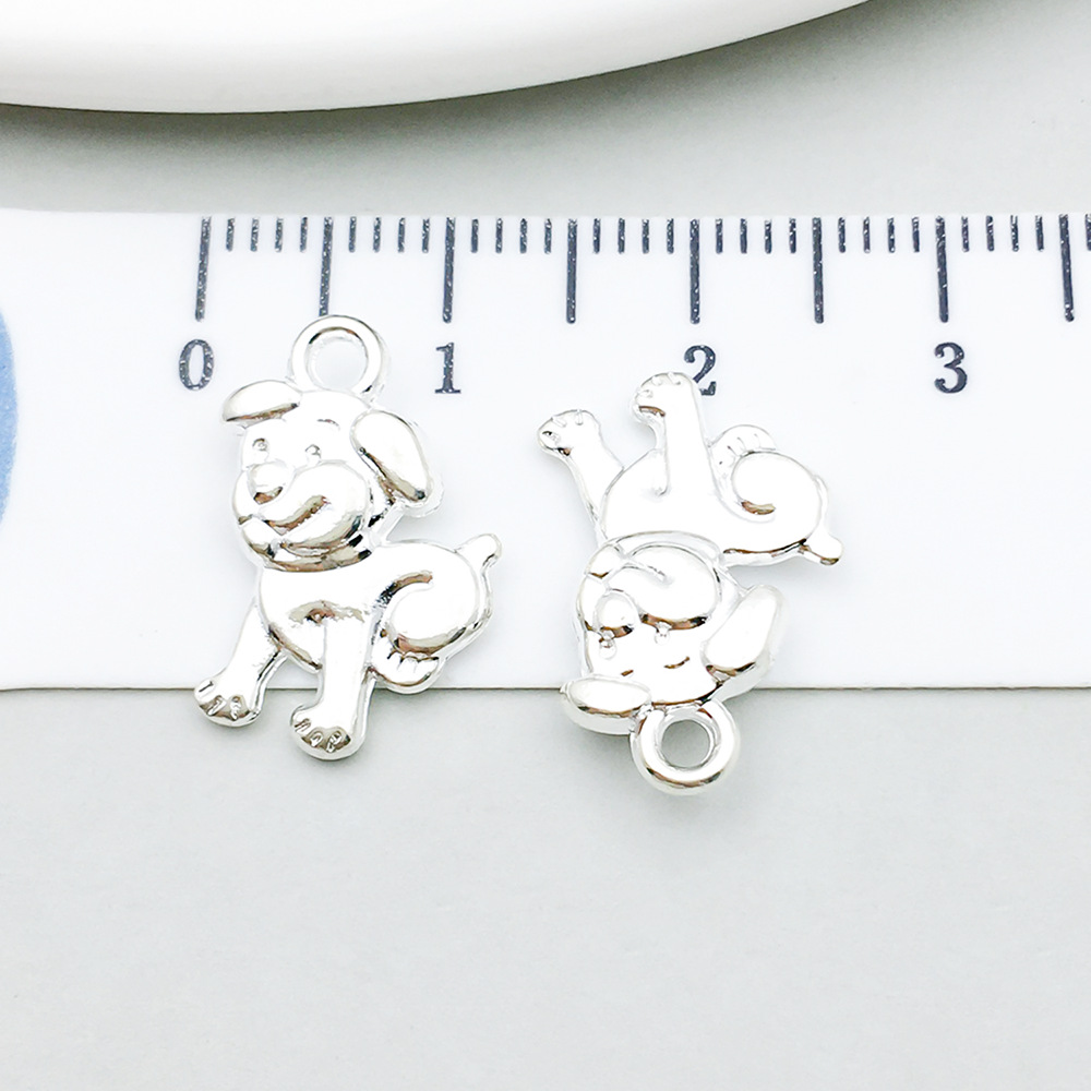 1 bright silver smiley dog 17*11mm-1.2g-20548