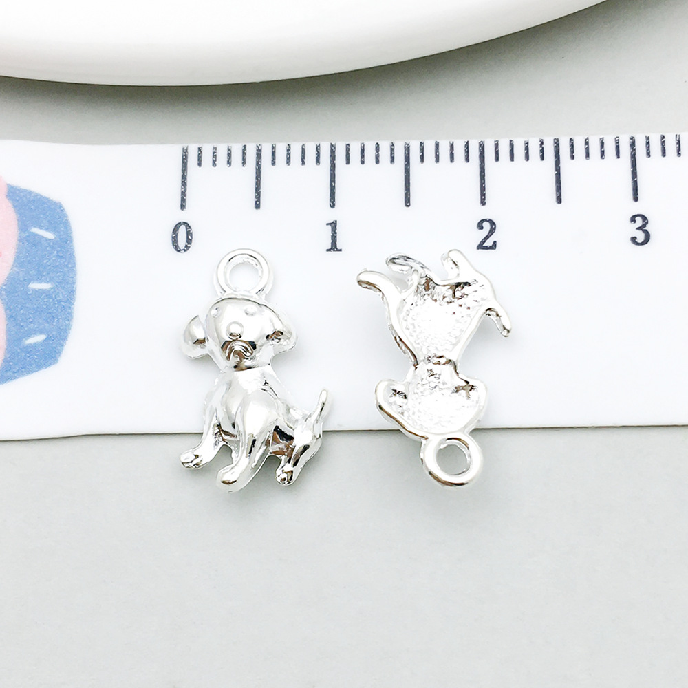 1 bright silver sitting dog 17*10mm-0.7g-20549