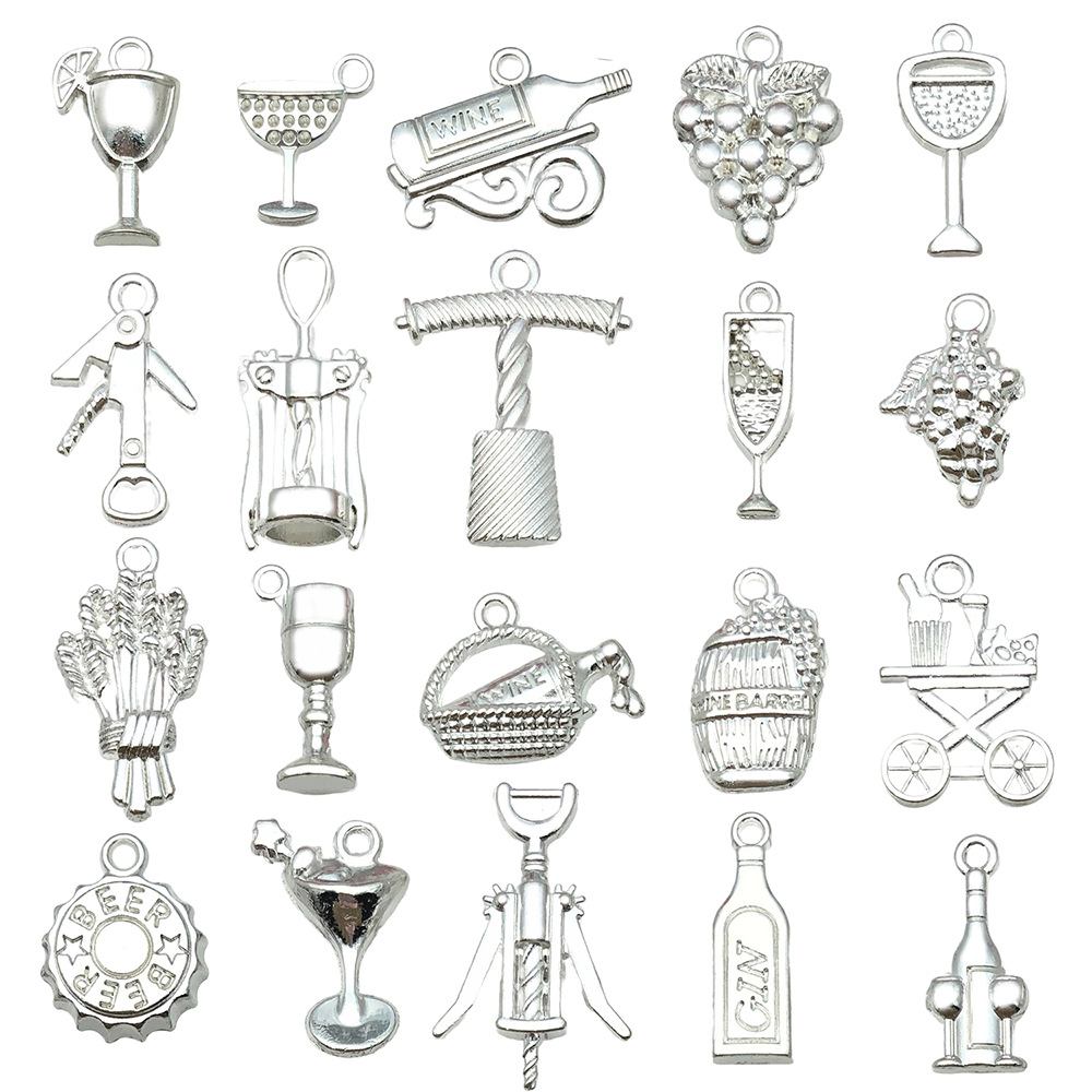 Mix 20pcs bright silver red wine series-23.9g-sn873