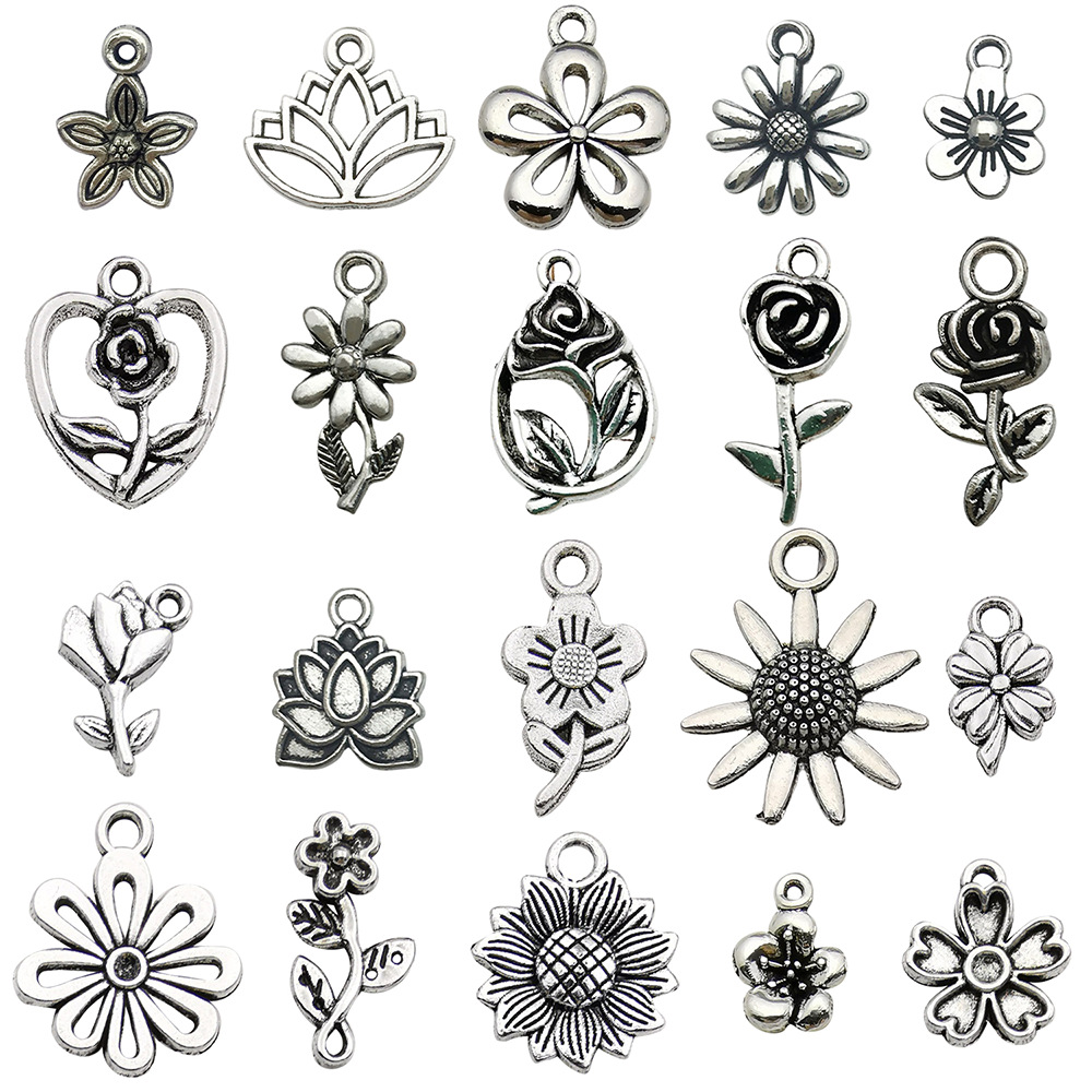 Mix 20pcs ancient silver flower series-17.5g-sn875