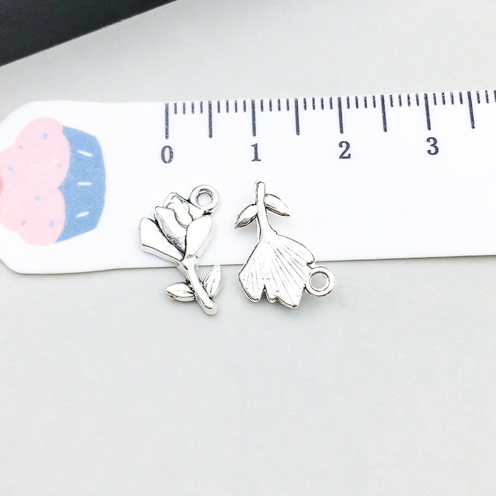 1 ancient silver rose 11*15mm-0.7g-10404