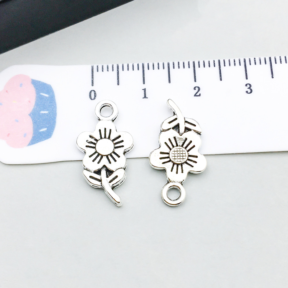 1 ancient silver sunflower 12*22mm-1.1g-10413