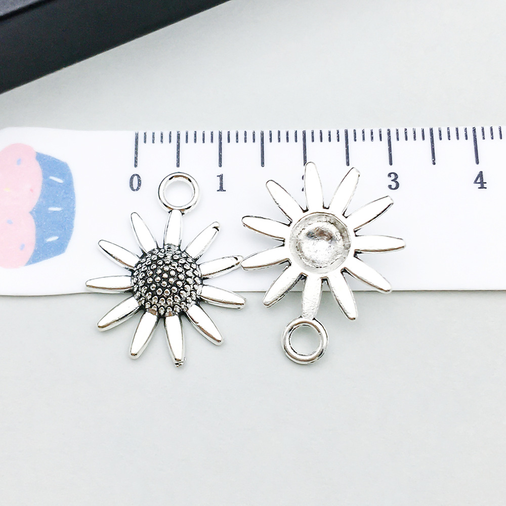 1 ancient silver sunflower 19*23mm-1.4g-11412