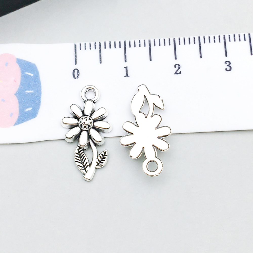 1 ancient silver flower 9*19mm-0.7g-15761