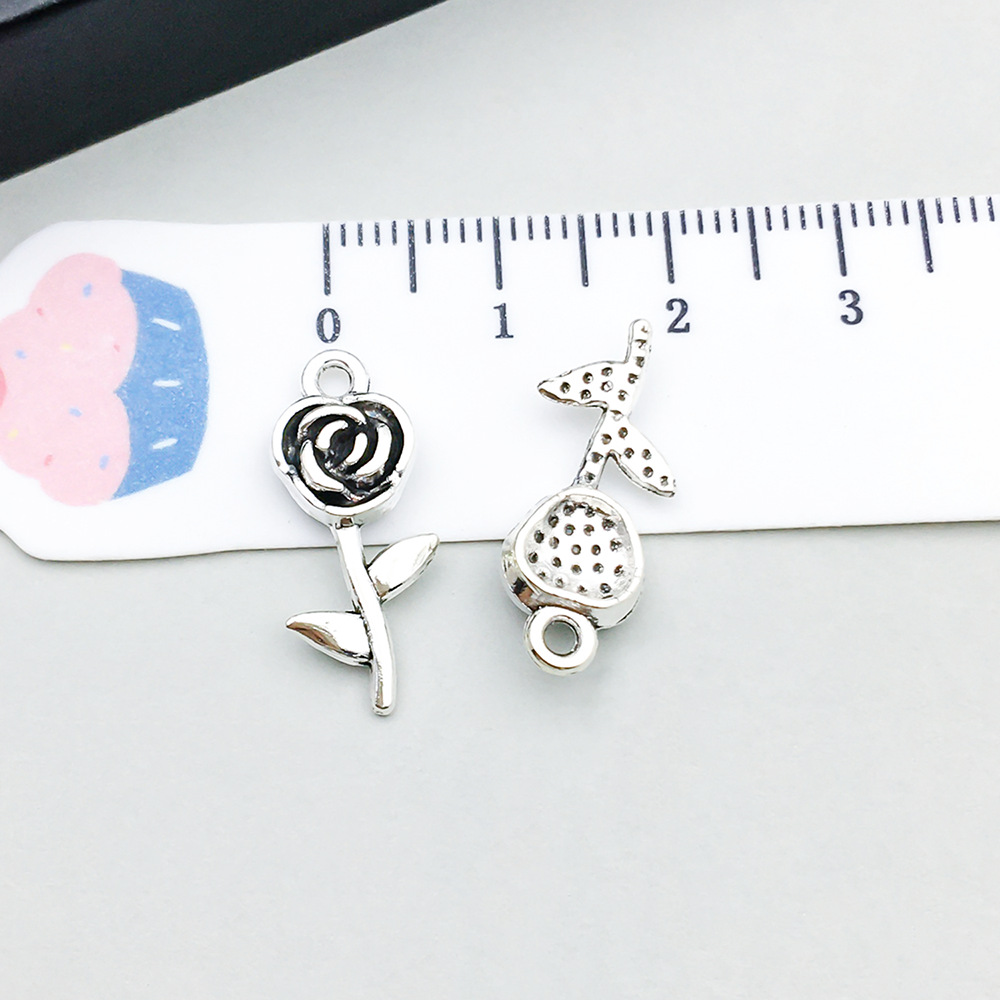 1 ancient silver rose 9*21mm-0.9g-16924