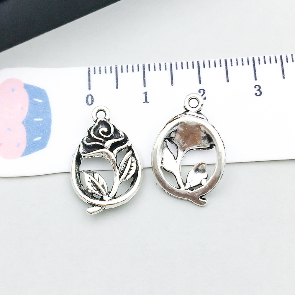 1 ancient silver rose 12*19mm-1.3g-16926