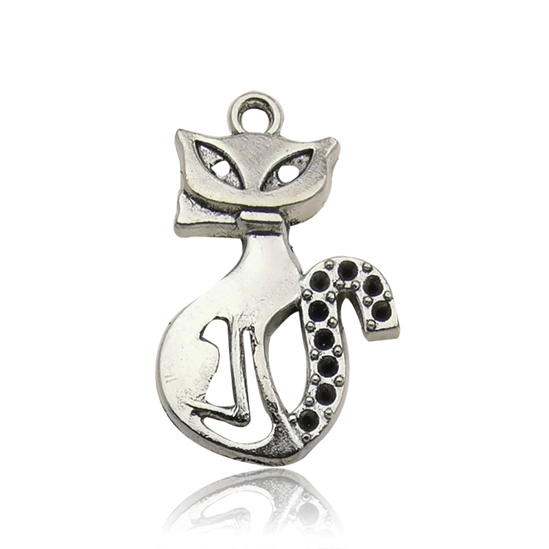 1 ancient silver cat 14x24mm-17322/1.5g
