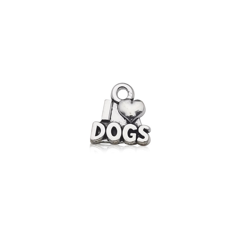 1 ancient silver I LOVE DOGS12X13mm-15563/1.5g
