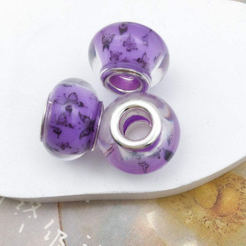 1 15377-purple butterfly beads 9*14 holes 5mm